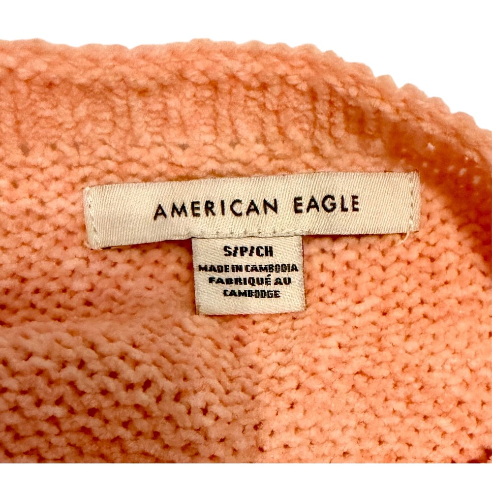 American Eagle Peach Chenille Knit Cropped Sweater Tank Top Size Small - Picture 6 of 6